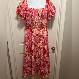 Floral Pink and Red Dress